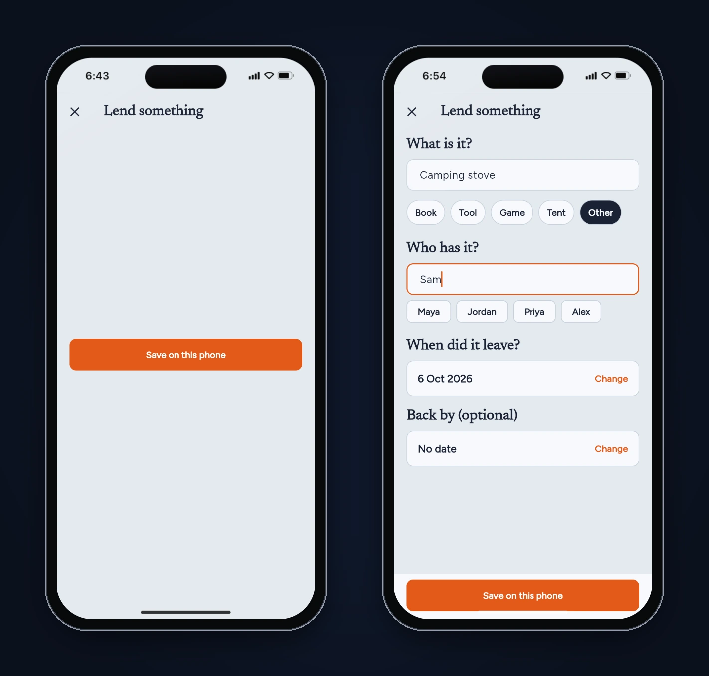 The add form before and after the fix
