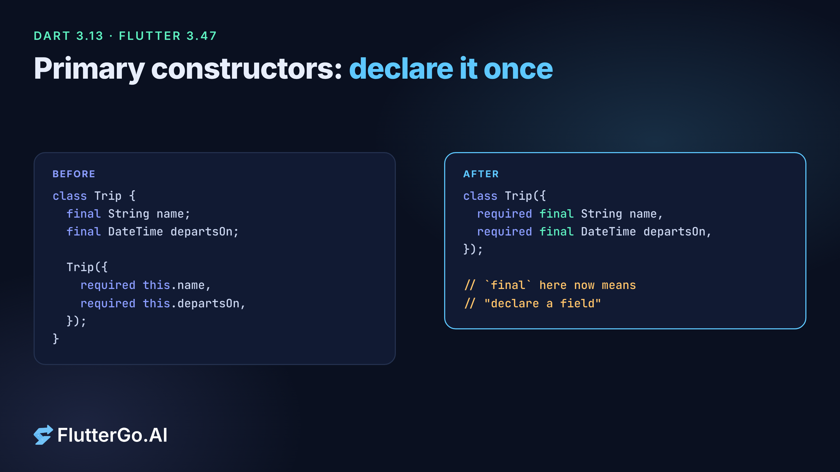Dart Primary Constructors in Flutter: What We Changed, What dart fix Changed, and What Broke