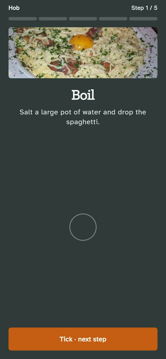 Recipe Box: step-by-step cook mode